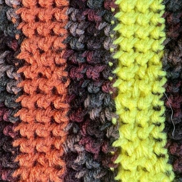 70s Vintage Diamond Crochet Knitted Afghan Blanket Brown Orange Yellow Retro￼ - Picture 11 of 12